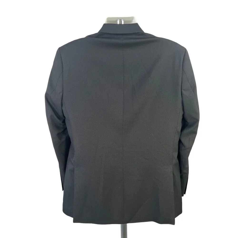 Haggar Men's Black Two Button Tailored Fit Long Sleeve Blazer Jacket - 42R